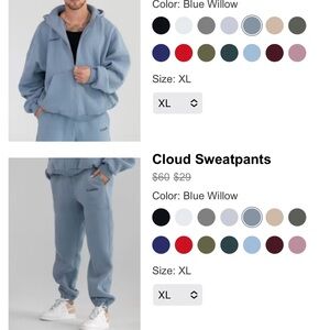 Blue Willow Hoodie and Sweatpants Set Comfrt size XL